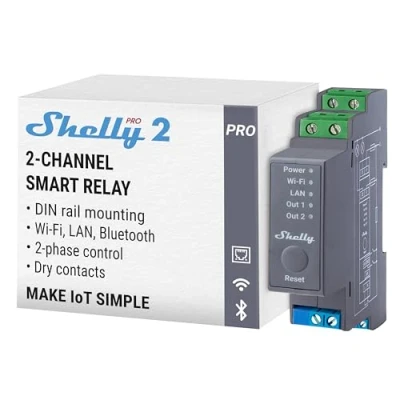 Immagine di Shelly 2Pro Attuatore interruttore Bluetooth, Wi Fi