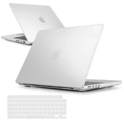 Immagine di iNeseon Custodia Compatibile con 2021 2024 MacBook Pro 14 Pollici M4 M3 M2 M1 Pro/Max A3112 A3185 A3401 A2918 A2992 A2779 A2442, Protettiva Cover Rigida Case e Copertura Tastiera, Trasparente Opaca