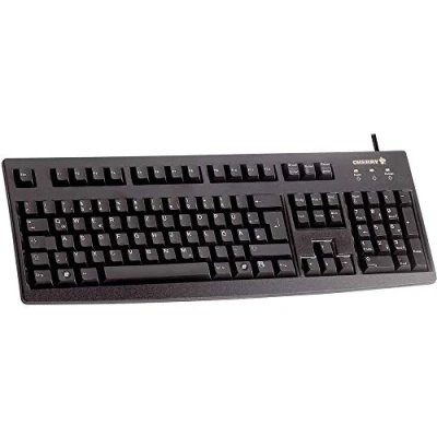Immagine di CHERRY G83 6105, layout tedesco, tastiera QWERTZ, cablata, comodo funzionamento con tasti morbidi, compatta, resistente, riciclabile, nera