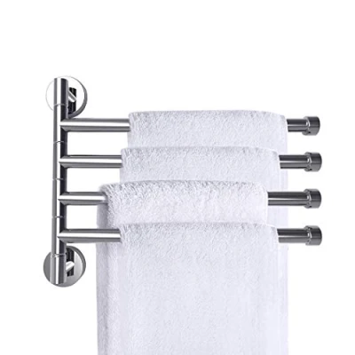 Immagine di Phoewon, Portasciugamani con 4 barre girevoli in acciaio inossidabile cromato, montaggio a parete, per cucina e bagno