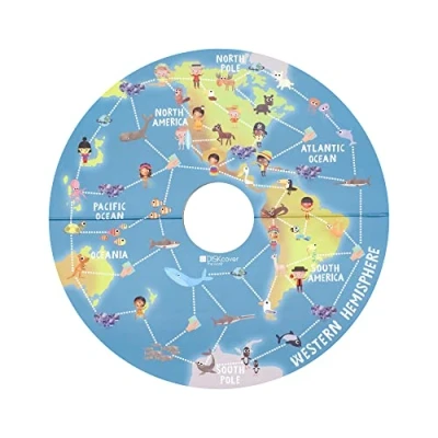 Immagine di Stokke MuTable Tavola da Gioco, Giro del Mondo Versione 2023 gioco su due lati Include 1 dado, 4 pedine, 140 carte quadrate e un puzzle 49 pezzi Per bambini 3 a 8 anni