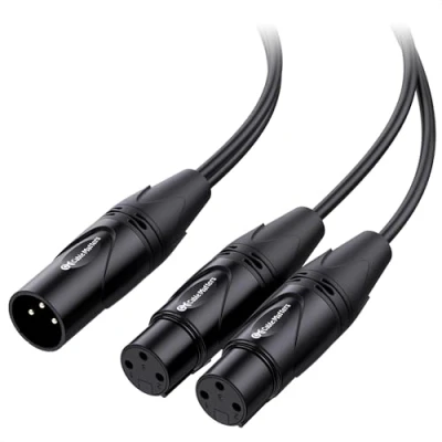Immagine di Cable Matters Cavo Splitter XLR bilanciato 0,5m, a Y maschio 2 femmine (splitter 1 femmine)
