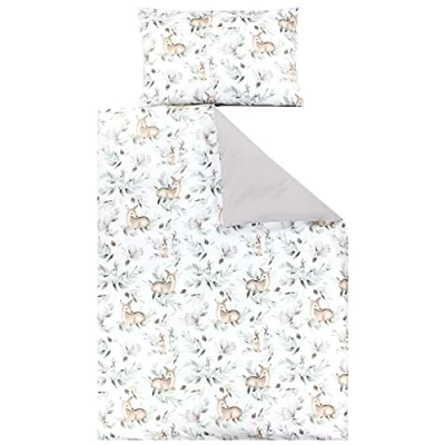 Immagine di TupTam Set di Biancheria da Letto per Bambini Ragazzi Ragazze 2 Elementi, Lepri/Cervi/Foglie, 135x100 cm