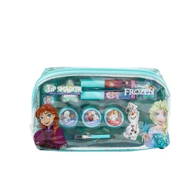 Immagine di Lip Smacker Frozen Essential Makeup Bag, Set di Trucchi per Bambina con Lucidalabbra, Ombretti Luminosi, Applicatori e Accessori un Look da Principessa Disney