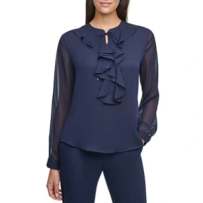Immagine di Tommy Hilfiger Camicetta con volant a maniche lunghe, Blu (Midnight), XL