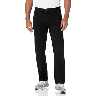 Immagine di Wrangler Authentics Jeans da uomo classici, in cotone, con 5 tasche, vestibilità standard, nero, 28W x 30L