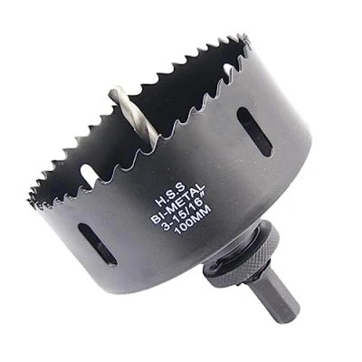 Immagine di Sega a tazza 100mm LAIWEI fresa con mandrino A2 Heavy Duty, 4341 Punte in acciaio, Profondità di taglio 38mm, Per forare legno, profili alluminio, PVC e tubi metallo