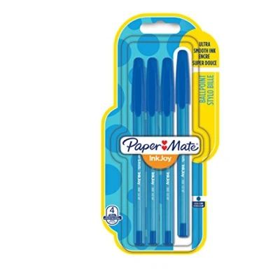 Immagine di Paper Mate InkJoy 100 CAP Penna a sfera con cappuccio e punta media da 1,0 mm, blu, confezione 4 (1956713)