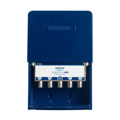 Immagine di EDISION OMS 4 Partitore da palo uscite, esterno splitter Satellitare e TV, connettore F, Distributore di Segnale 5 2400Mhz, DVB S2, T2, C, Passaggio DC, Scatola per esterno, Vie