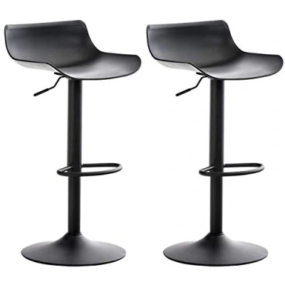 Immagine di CLP Set 2 Sgabelli Alti Bar Aveiro in Polipropilene I Coppia Cucina Girevoli 360 Sedie Penisola Regolabili 57 78 CM, Colore:Nero