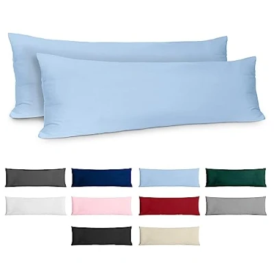 Immagine di Dreamzie Federe 40x145 Cotone Rinforzato (Set da 2) Blu Chiaro Trama Fitta a 57 Fili/cm² Cuscini cm Cuscino Certificate Oeko Tex