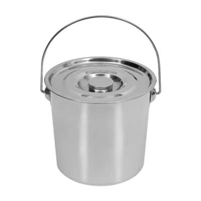 Immagine di ARBGO secchio in acciaio inox con coperchio inox, 12 l, per tacchino, cibo, latte, da cucina fondo ispessito e manico