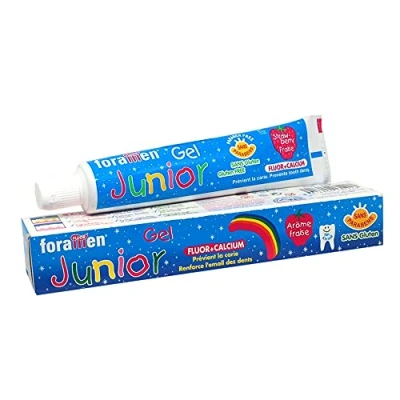 Immagine di Dentifricio per Bambini con gusto alla Fragola · Fluor + Calcio Previene la Carie e rafforza lo Smalto Senza Glutine