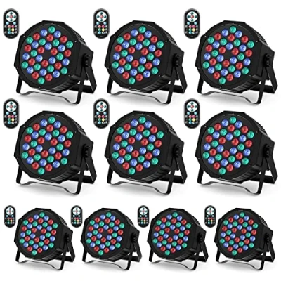 Immagine di U`King 10 Pezzi Par LED RGB, 36 Luce da Palcoscenico con Telecomando Discoteca Illuminazione Alcoscenico Feste DJ Bar Natale
