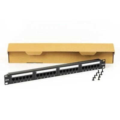Immagine di Link Pannello Patch 19&quot; Non Schermato UTP 24 Porte 8 Poli Rj45 per Reti Categoria 5E, Nero