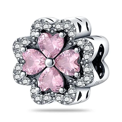 Immagine di Pandach Ciondolo in Argento Sterling 925 Charm Bead Compatibile con Bracciale e Collane Europei da Donna,Perline Intarsio Zircone chiaro, Regali per donne