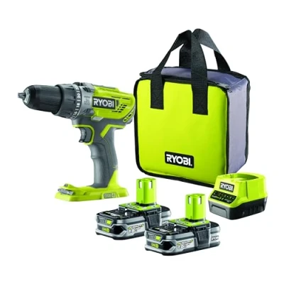 Immagine di Ryobi R18PD3 215S Trapano Avvitatore a Percussione Batteria 18V ONE+, Include Due Batterie 1.5Ah, 24 Regolazioni di Frizione, Luce LED, per Legno, Metallo e Muratura