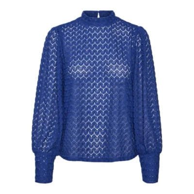 Immagine di VERO MODA Vmbecca Top Jrs in Pizzo a Collo Alto Camicia Maniche Lunghe, Surf The Web, M Donna
