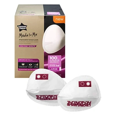 Immagine di Tommee Tippee Made for Me Daily Disposable Breast Pads, Contoured, Soft, Super Absorbent and Leak Free, Large, Pack of 100