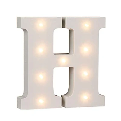 Immagine di Lampada Out of the Blue, lettera H in legno, con 9 LED.