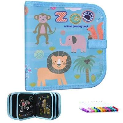 Immagine di Imparate a scrivere la lavagna per bambini, con 12 penne colorate, Erasabble Reusable Exercise Book for Painting, 14 pagine