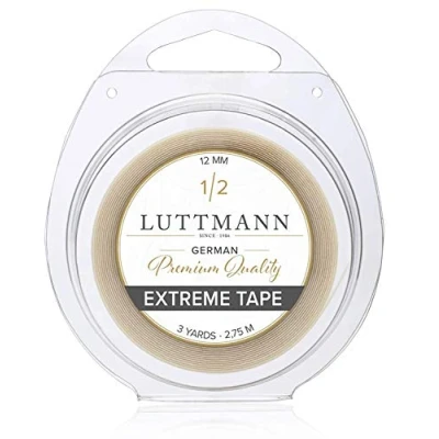 Immagine di LUTTMANN® Extreme Tape 12 mm Premium Quality Hold nastro adesivo Lace front trasparente per sistemi di capelli, parti parrucche, Toupets &amp; Extensions