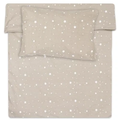 Immagine di Totsy Baby Copripiumino per bambini 90 x 120 cm set di lenzuola con federa 60 40 in cotone Beige stelle bianche