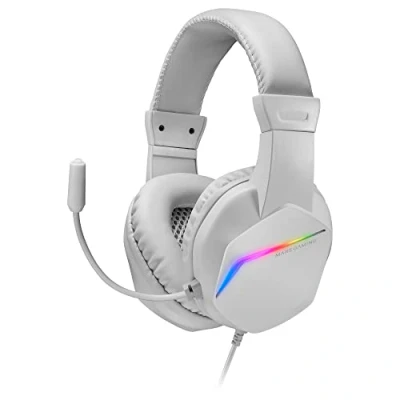 Immagine di Mars Gaming MH122, Cuffie da Gioco Over Ear FRGB con Microfono, Suono HiFi, Cancellazione del Suono, Ultra Leggere, PS4 PS5 Xbox Switch Tablet Windows Mac, Bianco