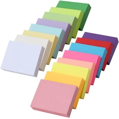 Immagine di SOSINYA 16 Foglietti adesivi. 76x76mm Block notes piccoli. colori Blocco appunti mini. 100 fogli/libro Sticky notes, 1600 Note adesive totali. Blocchetti memo adesivi per casa/ufficio/scuola.