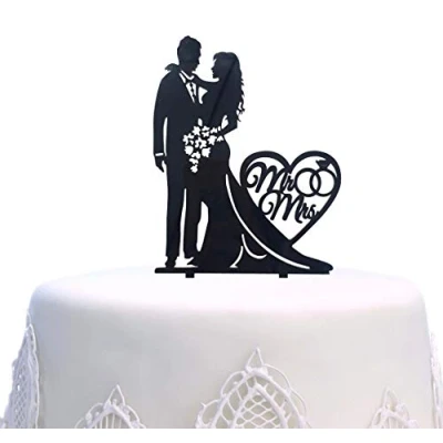Immagine di SONSMER Topper per torta con scritta in lingua inglese “Mr and Mrs