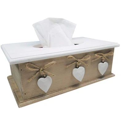 Immagine di khevga Scatola porta fazzoletti in legno, stile rustico, marrone