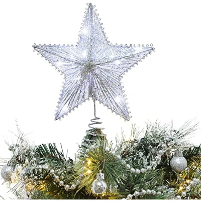 Immagine di Christmas Concepts® 10 &quot;Stella elastica con luci a Led bianche Albero di Natale Top Star/Decorazione natalizia