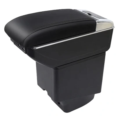 Immagine di Per Captur Kaptur 2014 2018 Scatola braccioli Console di stoccaggio con portabicchieri (a,Doppio strato USB tutto nero)
