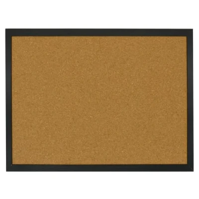 Immagine di OWLKELA bacheca in sughero con cornice nera, 40 x 30 cm, per appunti, 10 puntine e anelli appenderla, ufficio, classe o casa, classica legno