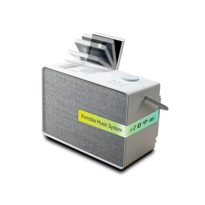 Immagine di Pure Evoke Play sistema musicale versatile per interni ed esterni (radio DAB+/FM, internet radio, podcast, Spotify Connect, Bluetooth in un ricco suono stereo da 40W), Cotton White
