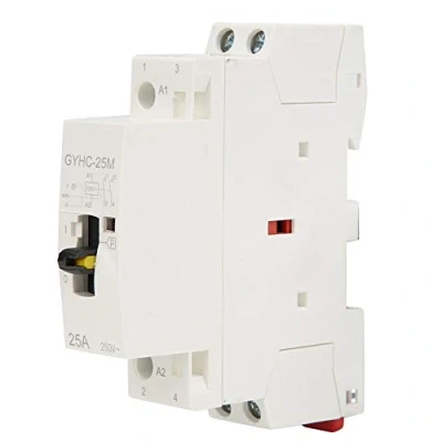 Immagine di Walfront Contattore AC Domestico 2P 25A 220v 50hz Mini su Guida DIN con Interruttore di Controllo Manuale (2NO)