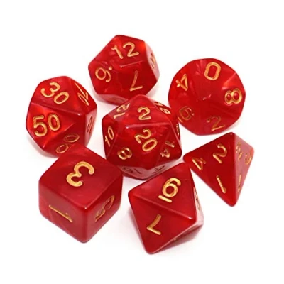 Immagine di Creebuy Dungeon and Dragons, D&amp;D, Pathfinder, MTG, gioco di ruolo, 7 pezzi, colore: rosso