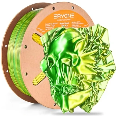 Immagine di ERYONE High Speed Filament Silk Dual Color 1.75mm +/ 0.03mm, 3D Printing PLA Pro Fit Most FDM Printer, 1kg / Spool, Green &amp; Yellow