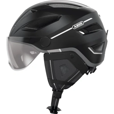 Immagine di ABUS Pedelec 2.0 ACE Casco da città Per bici elettrica con fanale posteriore e visiera il traffico cittadino uomo donna Nero, Taglia S