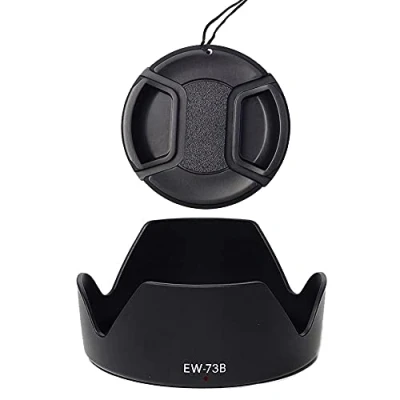 Immagine di Paraluce EW 73B e copriobiettivo da 67 mm compatibile con obiettivi Canon EF S 17 85 f/4 5.6 IS USM, obiettivo 18 135 f/3.5 (confezione 1+1)