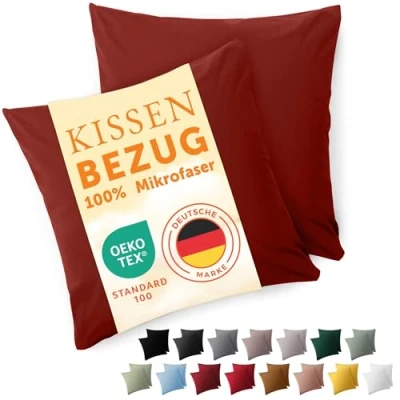 Immagine di Blumtal Federe Cuscini Divano 60x60 cm Set di Copricuscini per Divani in Microfibra a 2 Pezzi con Chiusura Busta, certificati Oeko Tex, extra morbidi e lavabili Rosso Aurora