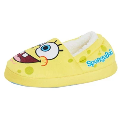 Immagine di SPONGEBOB SQUAREPANTS Pantofole per ragazzi e ragazze in pile foderate calde scarpe da casa, Giallo, 31 EU
