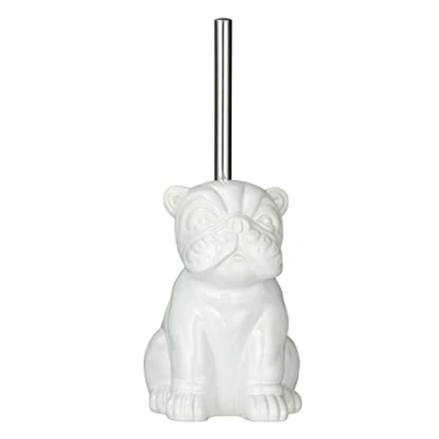 Immagine di WENKO Set WC bulldog, portascopino con scopino a forma di ceramica, 12 x 19,5 15,5 cm, bianco