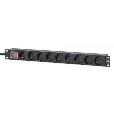 Immagine di Intellinet 715133 19 pollici Multipresa per armadio rack 1 U Presa schuko con interruttore Nero