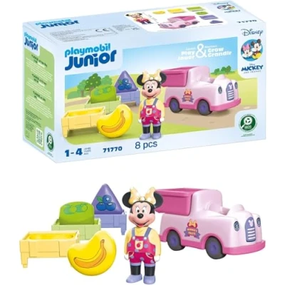 Immagine di PLAYMOBIL JUNIOR &amp; Disney Trasportatore di frutta Minnie Mouse con funzione smistamento delle forme e figure, Favorisce le capacità motorie il primo apprendimento, 71770
