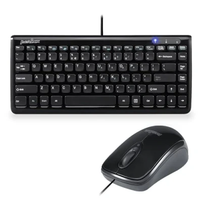 Immagine di Perixx PERIDUO 307 B US Tastiera e Mouse con Filo Piano Black Design Chiclet Key 11 Multimedia Englich Layout