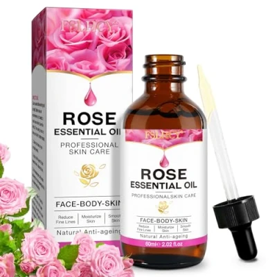 Immagine di Olio di Rosa per Viso 60ML Rose Oil con Acido Ialuronico e Vitamina C Antirughe, Antimacchie Illuminante idratazione, Anti Imperfezioni Siero