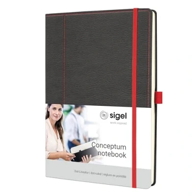 Immagine di SIGEL CO694 Conceptum Taccuino, motivo Casual, quadretti tratteggiati (lineatura dot), circa A4, grigio, rosso, copertina rigida, 194 pagine
