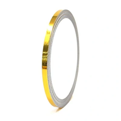 Immagine di 8,5m Strisce adhesive effetto cromo decorative per auto moto barca e modellismo in vari colori autoadesive Lunghezza (5mm, Oro cromato)
