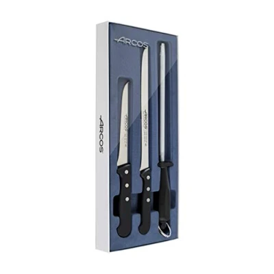 Immagine di Arcos Universal Set di PROSCIUTTO 3 Pezzi Acciaio Inossidabile Manico Pom Colore Nero (Copri Regalo)